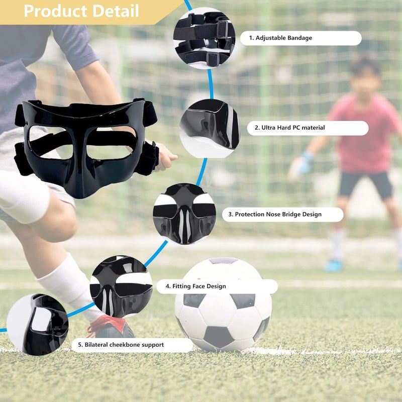 Fenduoer Nose Guard for Sports, Broken Nose, Adustable Face Mask with Foam Padding for Men and Women,Adult,Basketball,Baseball,Football,Softball Face Guard(For Kids) - Image 2